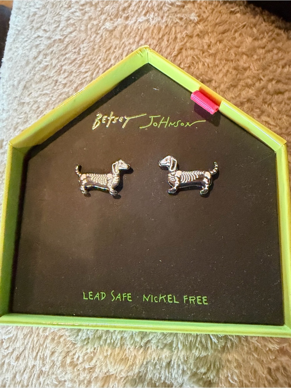 Betsey Johnson Skeleton dog earrings nib